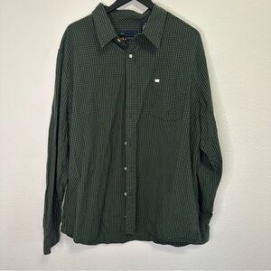 Men’s Nautica Jeans Co. Plaid Button-Up Shirt Dark Green XXL Long Sleeve